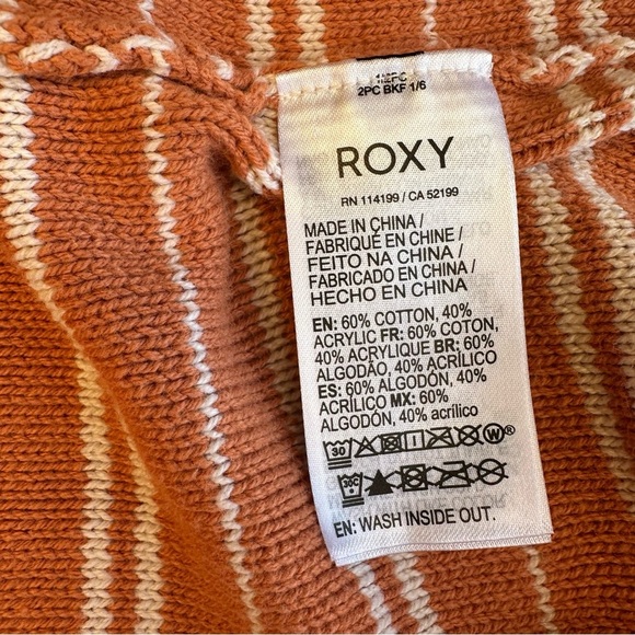 ROXY Turning Out Hooded Sweater – Orange Stripe (Size Small) - Picture 7 of 8